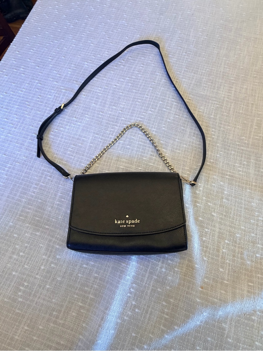 kate spade Black Saffiano Crossbody with Chain Top Handle